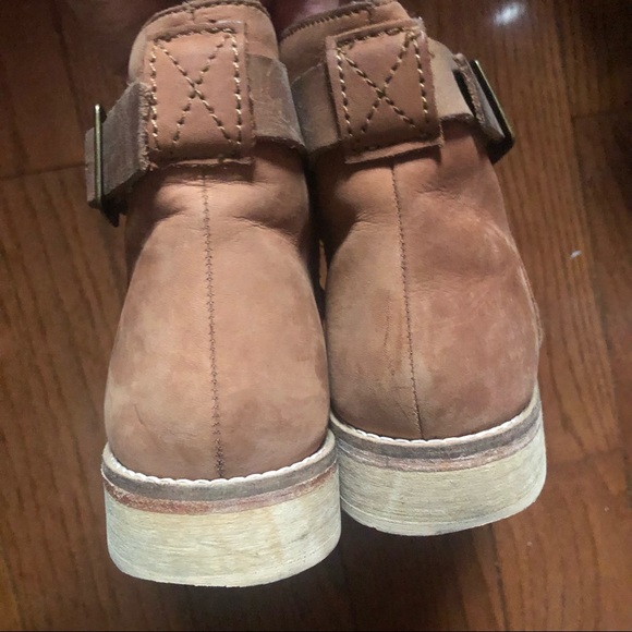 ❤️Free People Las Palmas Taupe Brown Ankle Booties Leather Buckle Size 8 - Picture 9 of 9